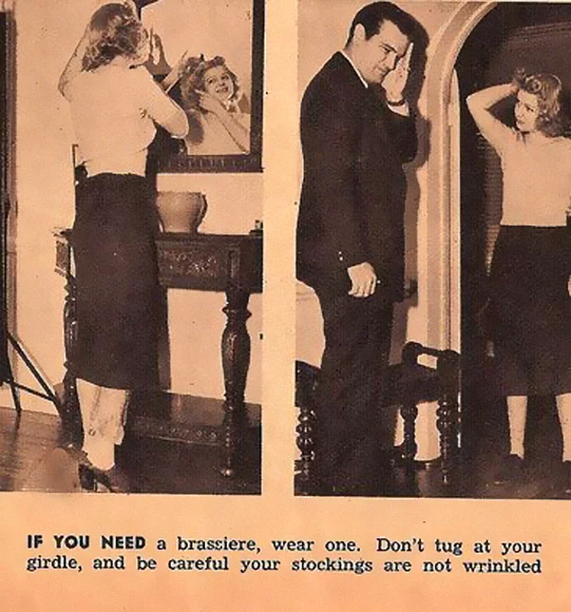 Если вам нужен лифчик, наденьте его. Не подтягивайте все время юбку и убедитесь, что ваши чулки не сморщились.
