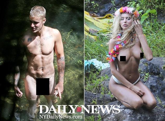 5. Justin Bieber and claimed girlfriend Sahara Ray swam naked in Hawaii.