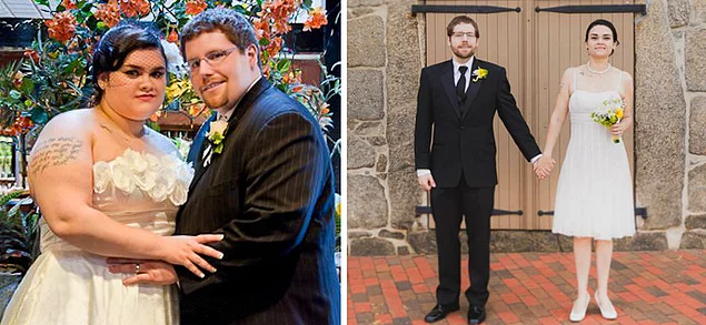 Для 4-ой годовщины своей свадьбы эта пара решила привести себя в форму. Девушка потеряла 49 кг, а парень 58