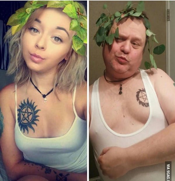 11. Отец троллит дочь, пародируя ее селфи