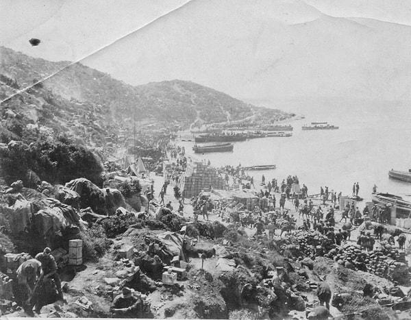 13. İlk demir atmadan 7 gün sonra Anzak Koyu, Gelibolu, Mayıs 1915.