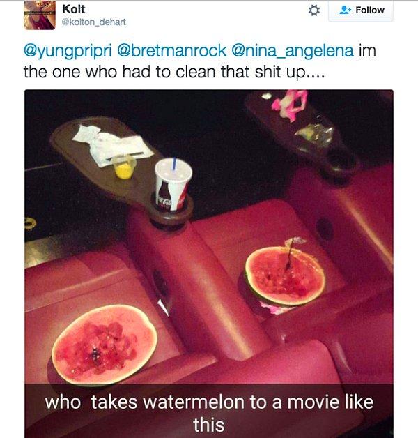 Priscilla'nın ilk tweet'ine yapılan yorumlardan biri ise sinema çalışanı olduğunu ve orayı temizlemek zorunda kaldığını iddia eden birinden gelmişti.