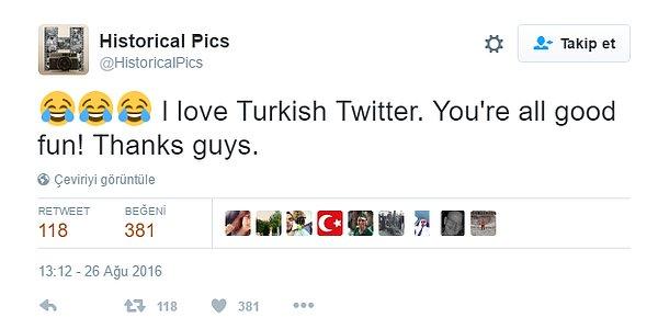 Birkaç saat sonra aynı hesaptan atılan bu tweet ise aslında Türkiye'deki kullanıcıların trollendiğini ortaya çıkardı.