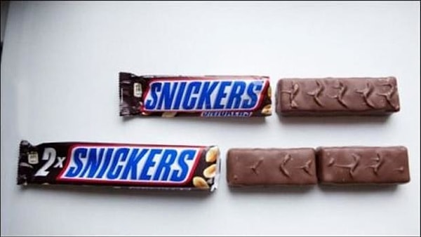 13. Две шоколадки Сникерс на самом деле 1,5 шоколадки