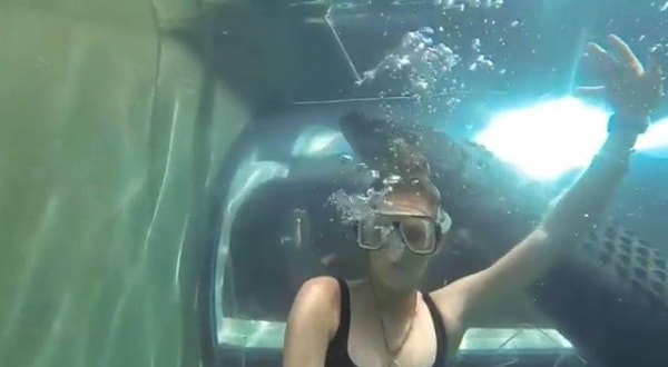 4. Наконец, она решила взять планку повыше и пощекотать себе нервы. И помог ей в этом крокодил!