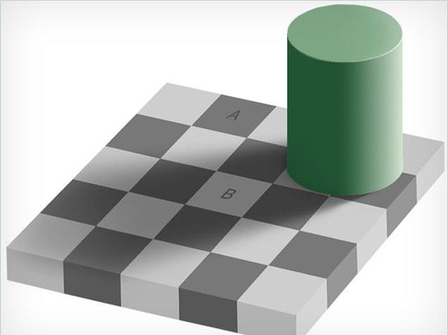3. Do you think squares marked A and B are the same shade of gray?