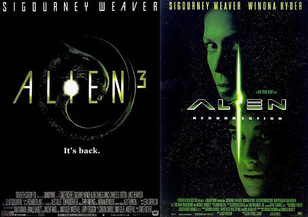 13. Alien serisinin 3. filmi "Alien³" ile 4. filmi "Alien: Resurrection"