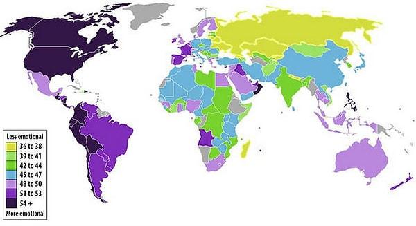 13. Ülkelere göre duygusallık haritası