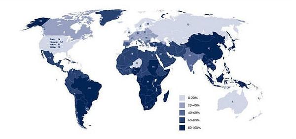 29. Dünya laktoz intoleransı haritası