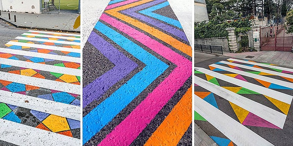 Bulgaristanlı Bir Sanatçı Tarafından Gökkuşağı Renkleriyle Süslenen Madrid Yaya Geçitleri