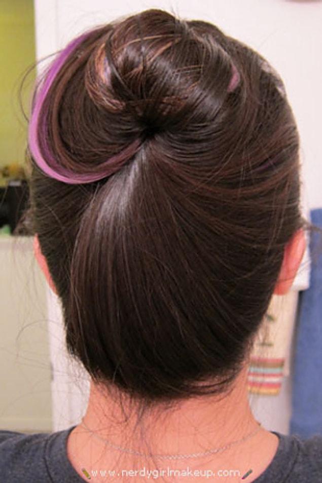 7. Twist your hair into a bun and tuck the side of the bun under, to get a hair bun without hairties.