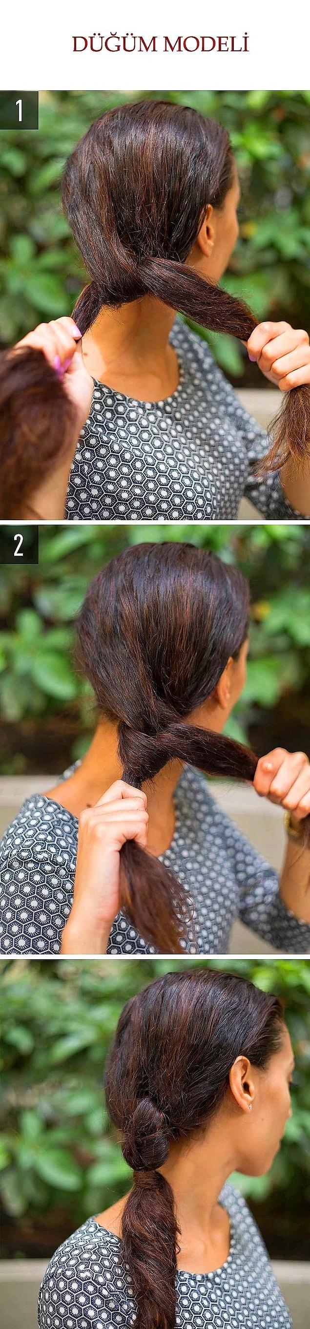 17. Knot your hair twice and secure it with a lock of hair.