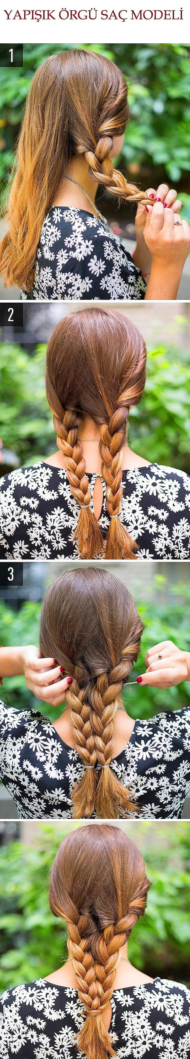22. Combine two braids with bobby pins and secure it with your hair at the end.