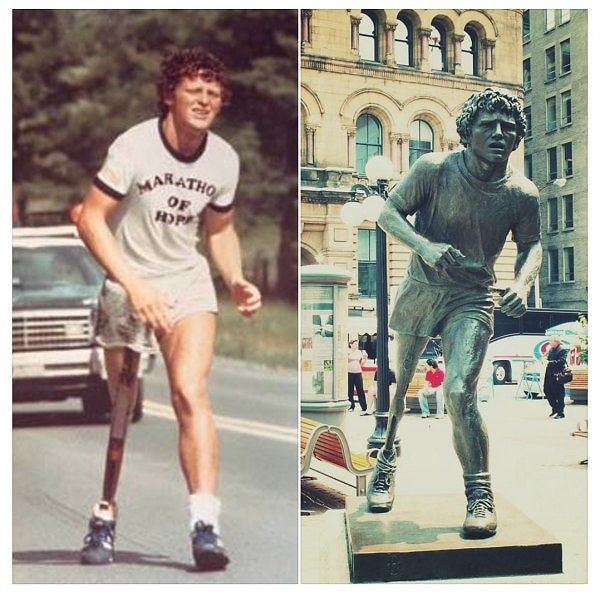 13. Терри Фокс бежал марафон 143 дня через всю Канаду с целью сбора пожертвований на борьбу с раком пока не умер