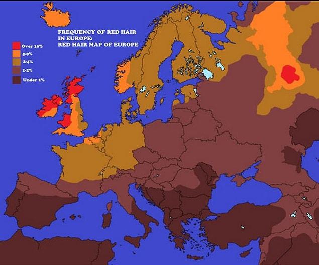 3. Red Hair Map of Europe