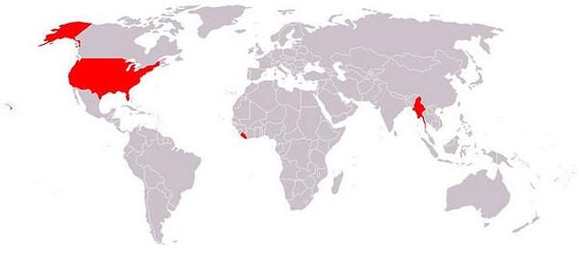 33. Map of Countries Officially Not Using the Metric System
