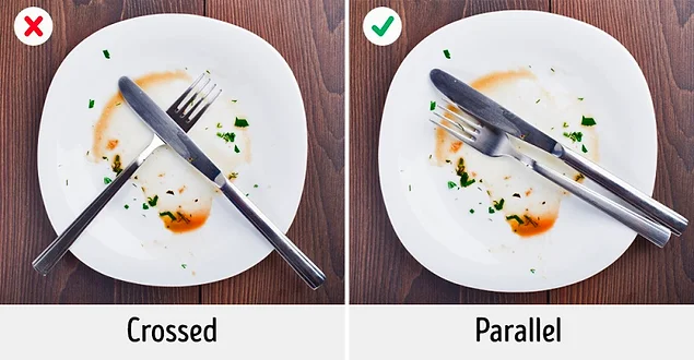 Placing the cutlery on your plate