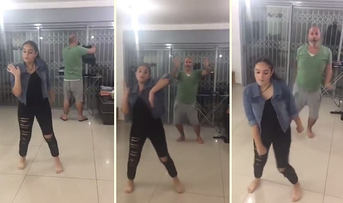 Ütü Yaparken Çaktırmadan Kızının Dansına Katılan Eğlenceli Baba