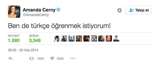 Hatta bu sevgiye kayıtsız kalmayıp, Türkçe öğrenmek istediğini belirten bir tweet bile atmıştı resmi hesabından.
