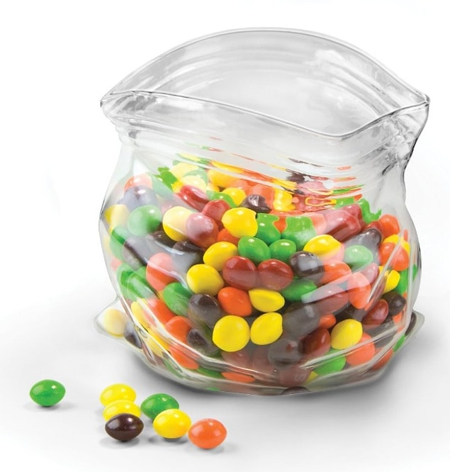 17. Plastik torba görünümlü cam kavanoz