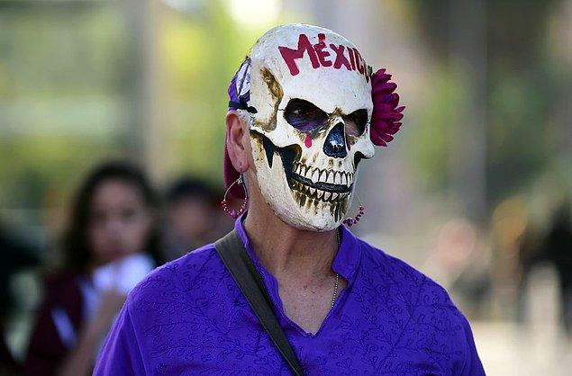 Mexico City'de anlamlı bir maske.