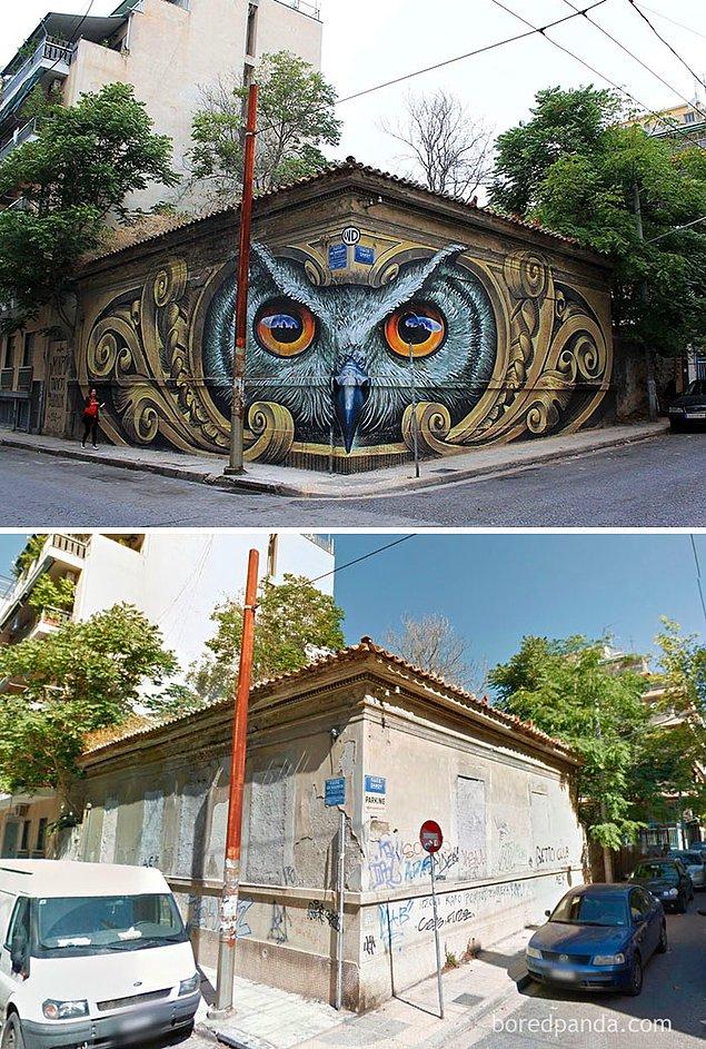 1. Bilgi konuşur. Atina'dan bir sokak sanatı - Yunanistan