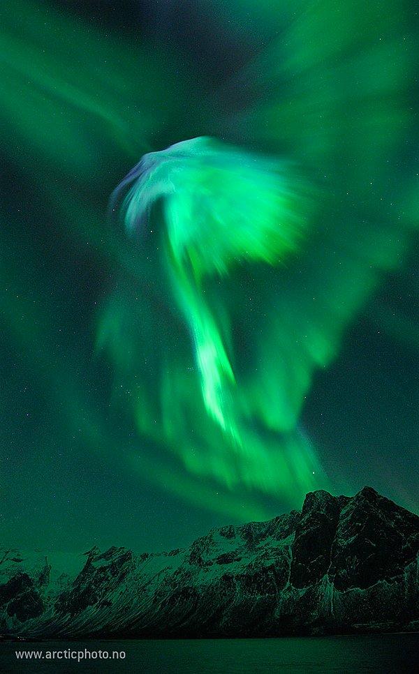 21. Norveç Üzerinde Kartal Biçimli Kutup Işığı