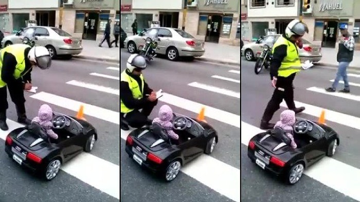 Yaya Geçidini Kapattığı İçin Polisten Ceza Yiyen Sevimli Ufaklık