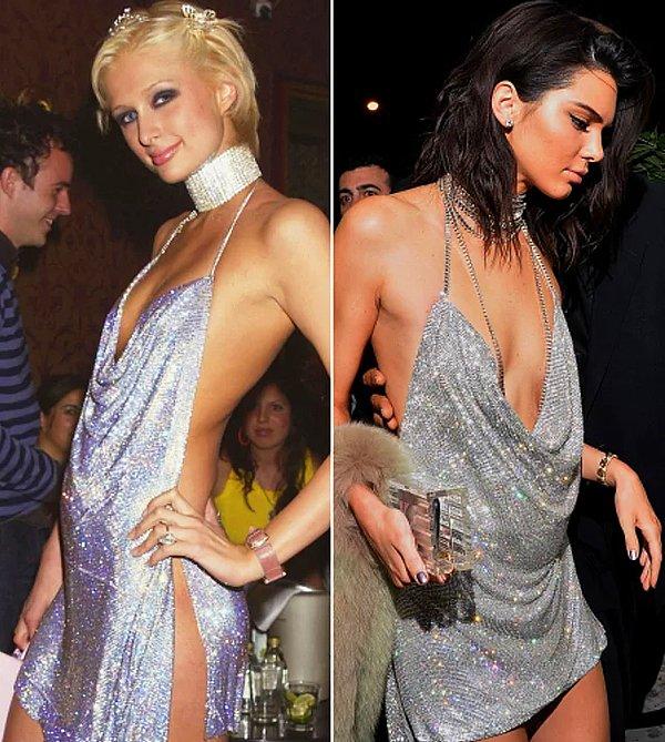 4. Kendall Jenner'ın 21. yaş günü partisinde giydiği elbise, Paris Hilton'un 21. yaş gününde giydiği elbisesin hemen hemen aynısıydı.