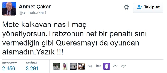 2. Ahmet Çakar'ın hakeme tepkileri;