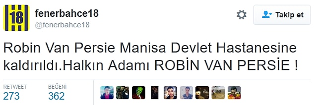 1. Van Persie'nin sakatlanmasının ardından;