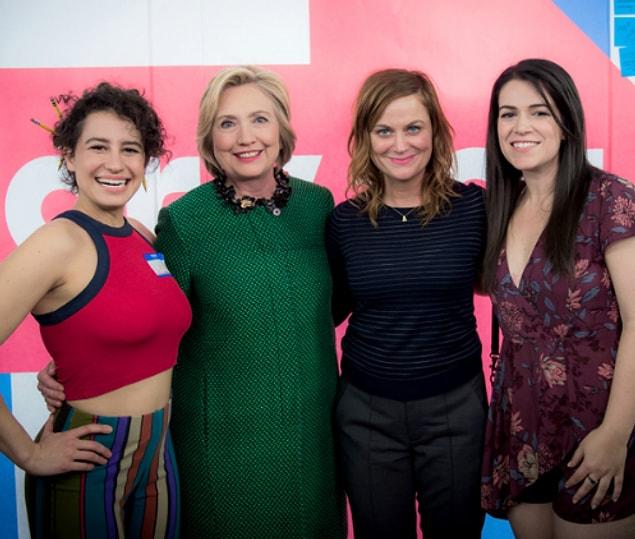 2. Hillary Clinton is hanging out with the ladies of Broad City and Amy Poehler!