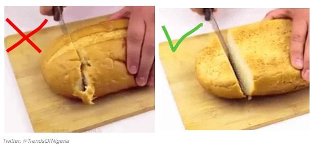 11. Flip the bread upside down when you are cutting slices. This way, you'll prevent the bread slices from falling apart.