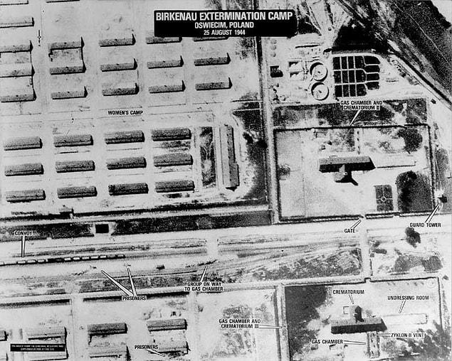 2. Aerial Photographs of Auschwitz taken by an British Reconnaissance plane. The main crematorium can be seen on the lower right. Poland, 1944.