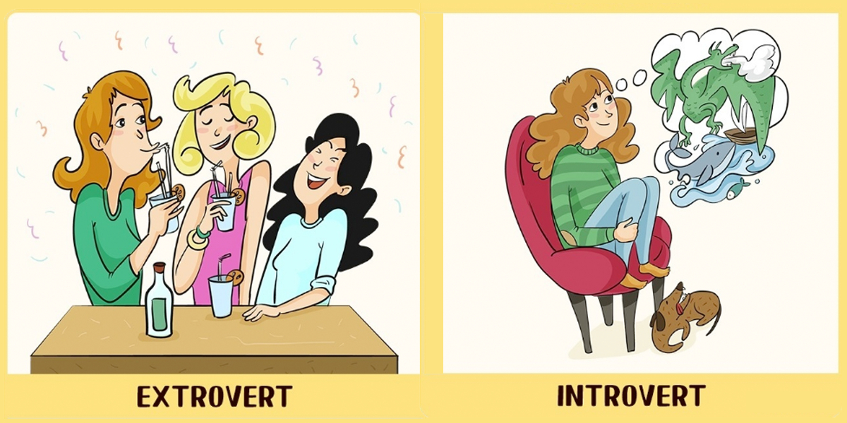 12 Illustrations Showing The Characteristics Of Introverts And Extroverts