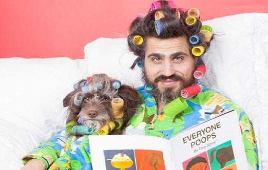 10 Hilarious Photos Of Man And His Puppy Dressed Like Twins In Matching Outfits
