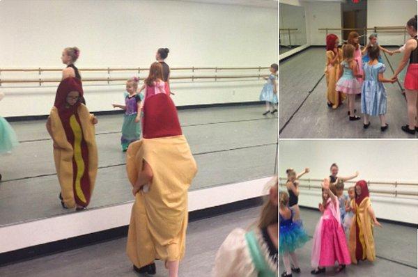 5. Dans dersindeki prenses gününe hotdog kostümüyle gelen kız.