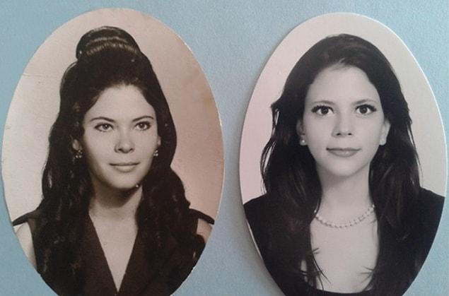 4. School yearbooks: "My mom and I at the same age"