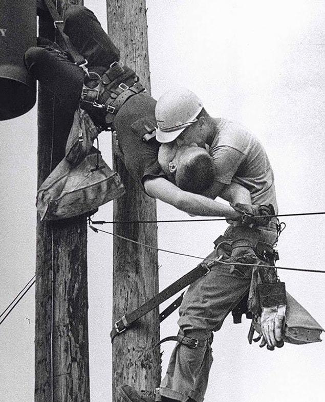 10. The Kiss Of Life – A Utility Worker Giving Mouth-to-mouth To Co-worker After He Contacted A High Voltage Wire, 1967