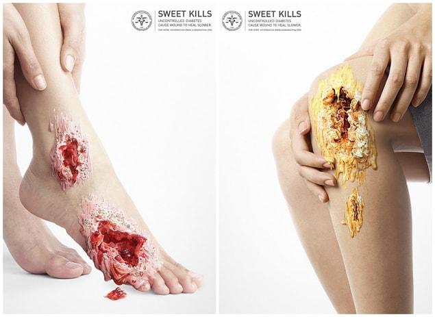 17. Sweet kills. A poster made to raise awareness about diabetes.