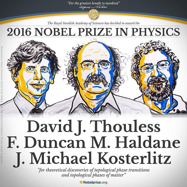 Nobel Fizik Ödülü’nü teorik fizik alanındaki çalışmalarıyla David Thouless, Duncan Haldane ve Michael Kosterlitz aldı