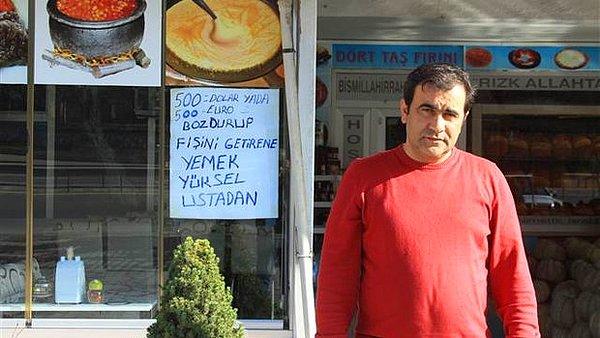 2. Trabzonlu lokantacı Yüksel Yıldırım sadece Dolar değil Euro bozduranlara da kampanya yapıyor.