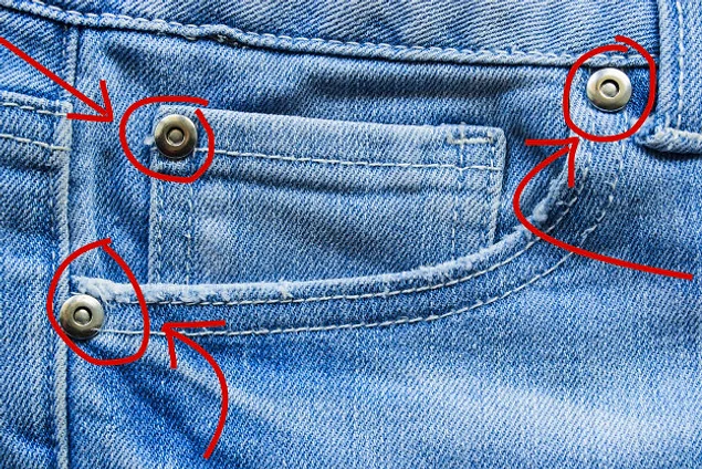 Зачем на джинсах есть вот такие железные клепки вокруг карманов?