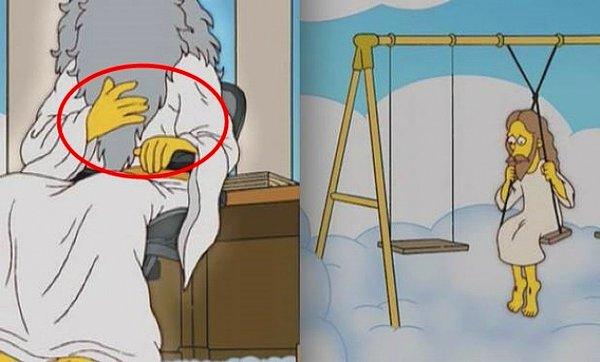 2. Simpson's dünyasında bütün karakterler yalnızca 4 parmaklıyken, Tanrı ve Isa'nın 5'er parmağı vardır.