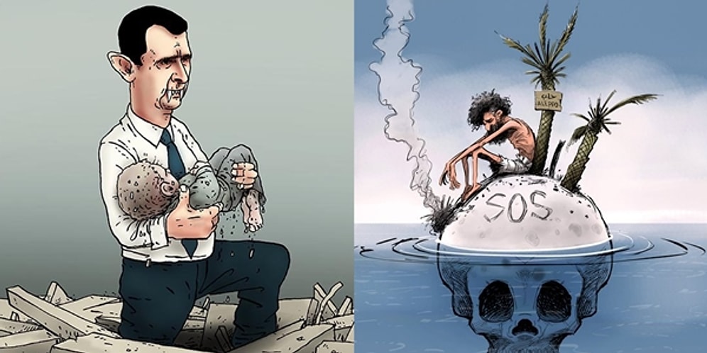 Halep'te Yaşanan Acıya Neredeyse Hiç Sözcük Kullanmadan Tepki Gösterenlerden 18 Karikatür