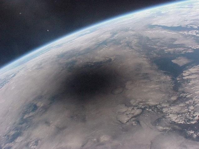 5. What a solar eclipse looks like from space.