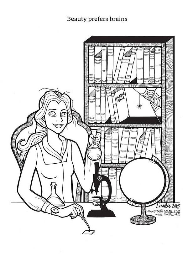 7. А еще в раскраске подчеркивается, что женщина тоже может быть умной