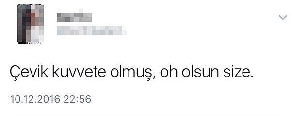 Beşiktaş saldırısı sonrası Twitter'dan "Çevik Kuvvete olmuş, oh olsun size" yazan kişi tutuklanmıştı.