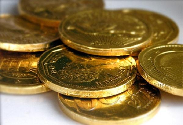 8. Altın para şeklinde çikolatalar