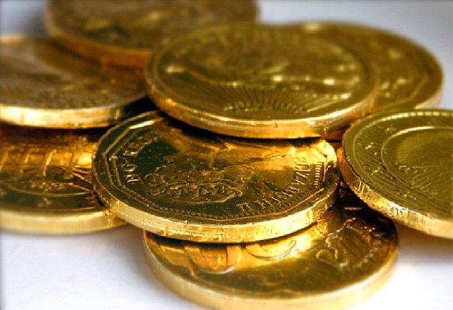 8. Altın para şeklinde çikolatalar
